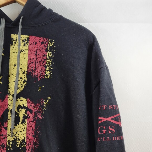 Grunt Style GS Hoodie Black Skull Flag Patriot USA Mens Large - Picture 5 of 9